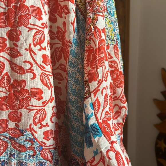 Orange Fashion Village Red and Blue Boho Patchwork Blouse S/M - Picture 8 of 16